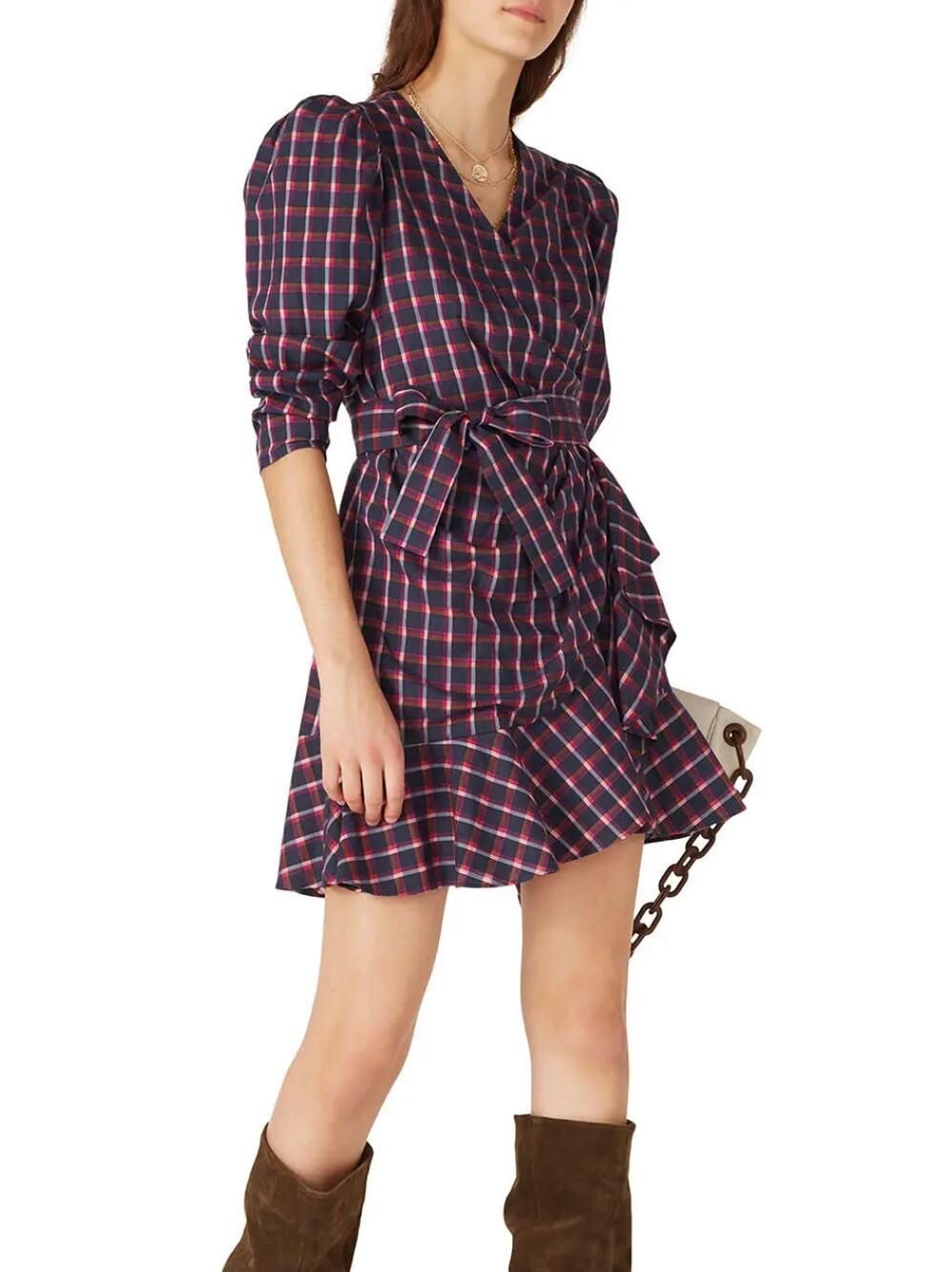 Tanya Taylor Purple Plaid Mini Wrap Dress Size 4 Designer Celtic Preppy $475